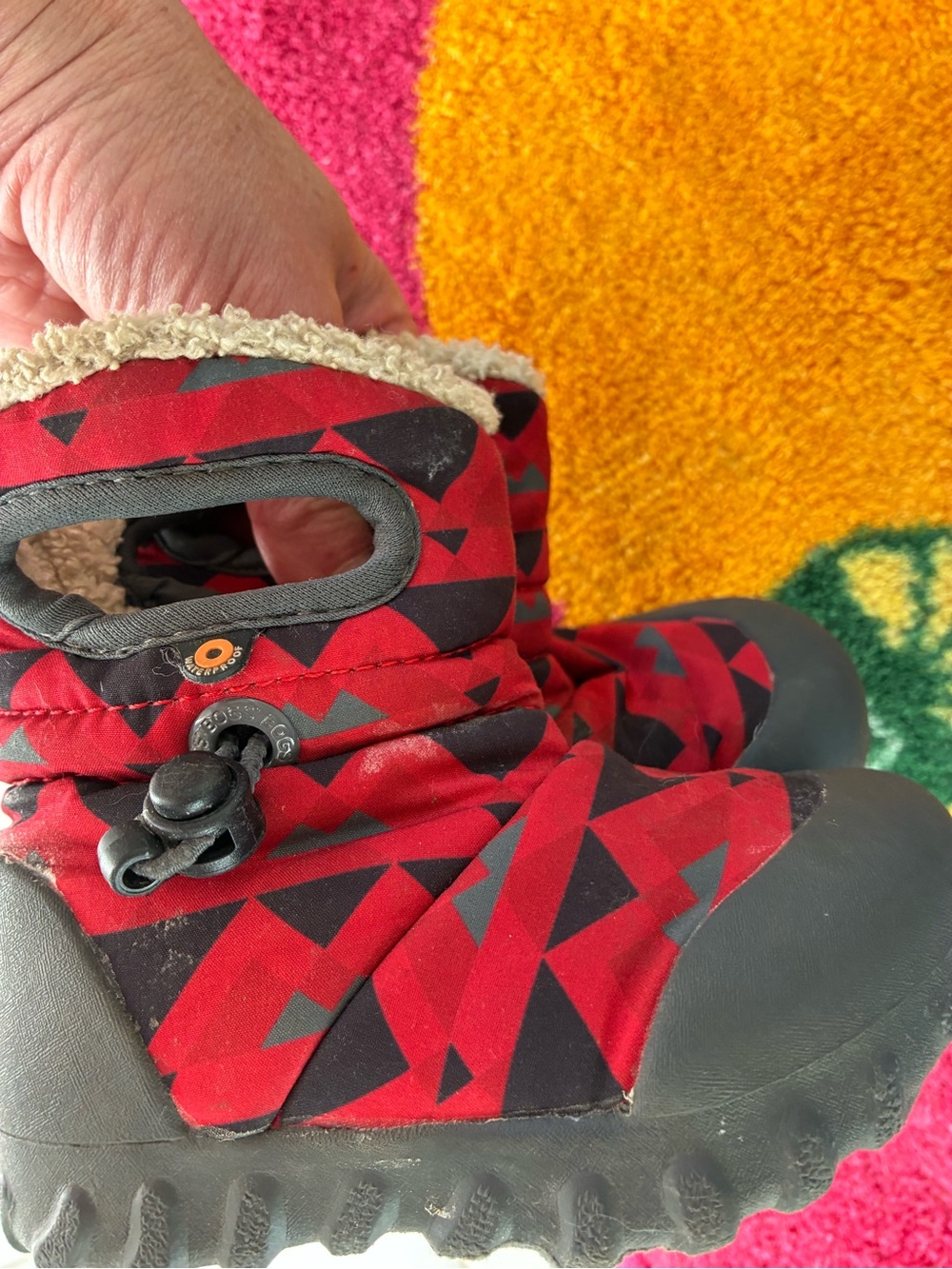 Bogs Red & Black Geometric Toddler Snow Boots 6